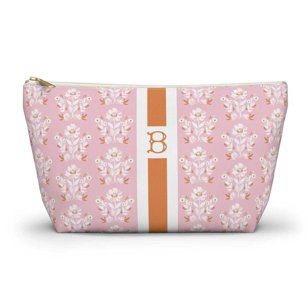 Evangeline Pink Striped Monogrammed Pouch