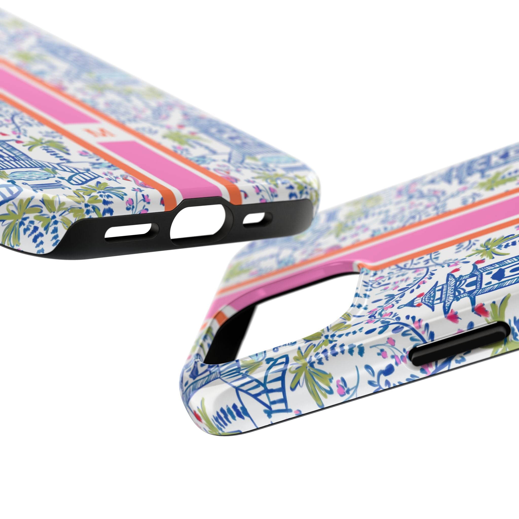 Colorful Chinoiserie Monogrammed Tough Phone Case