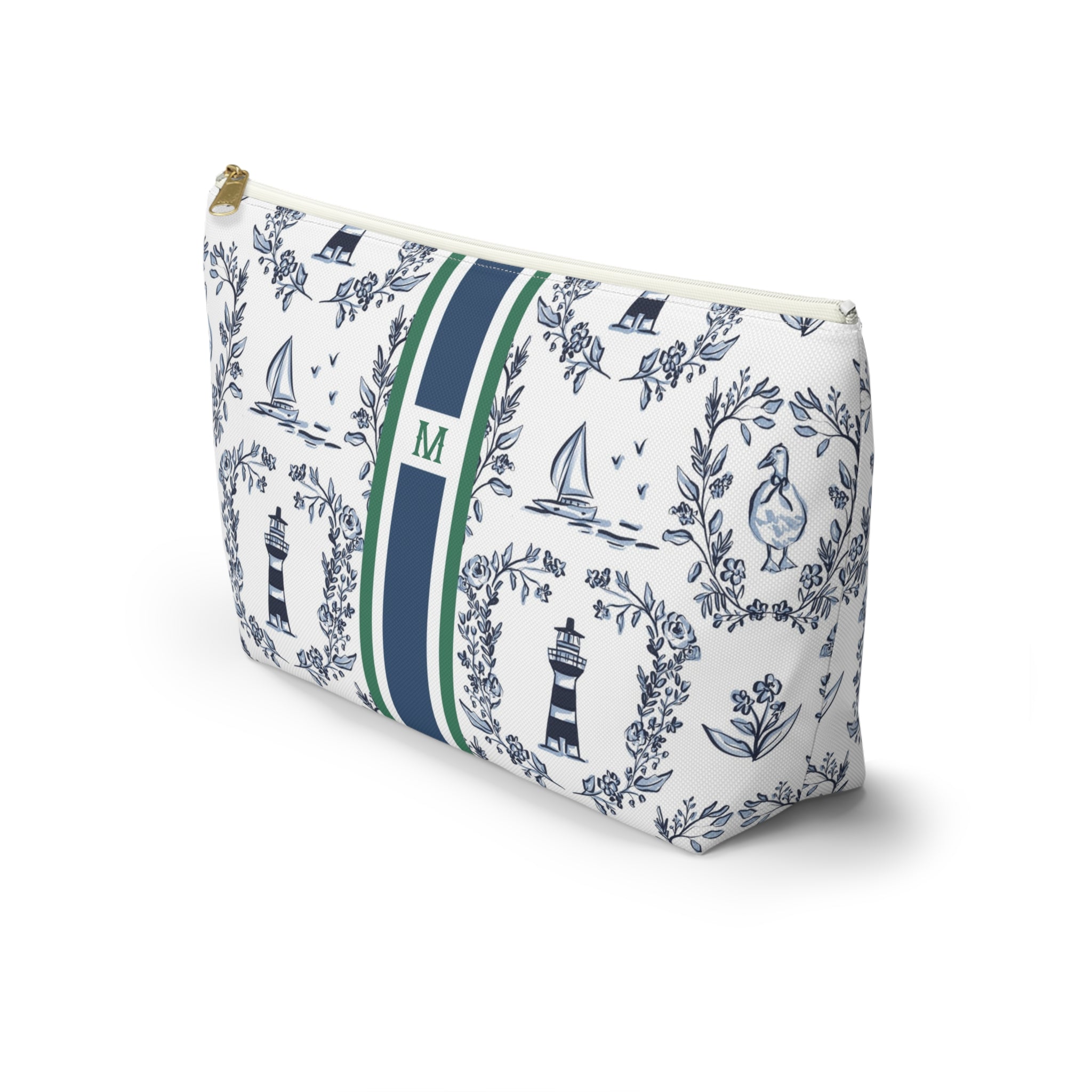 East Coast Summer Striped Monogrammed Mahjong Tile Pouch
