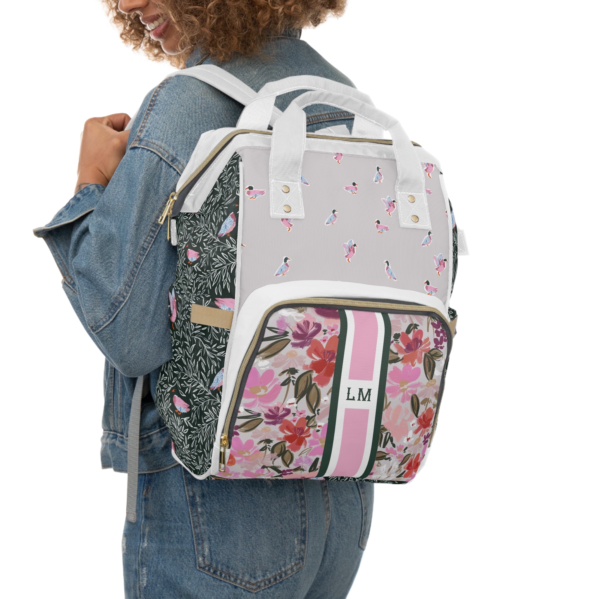 Mallard Manor Monogrammed Nylon Waterproof Diaper Backpack