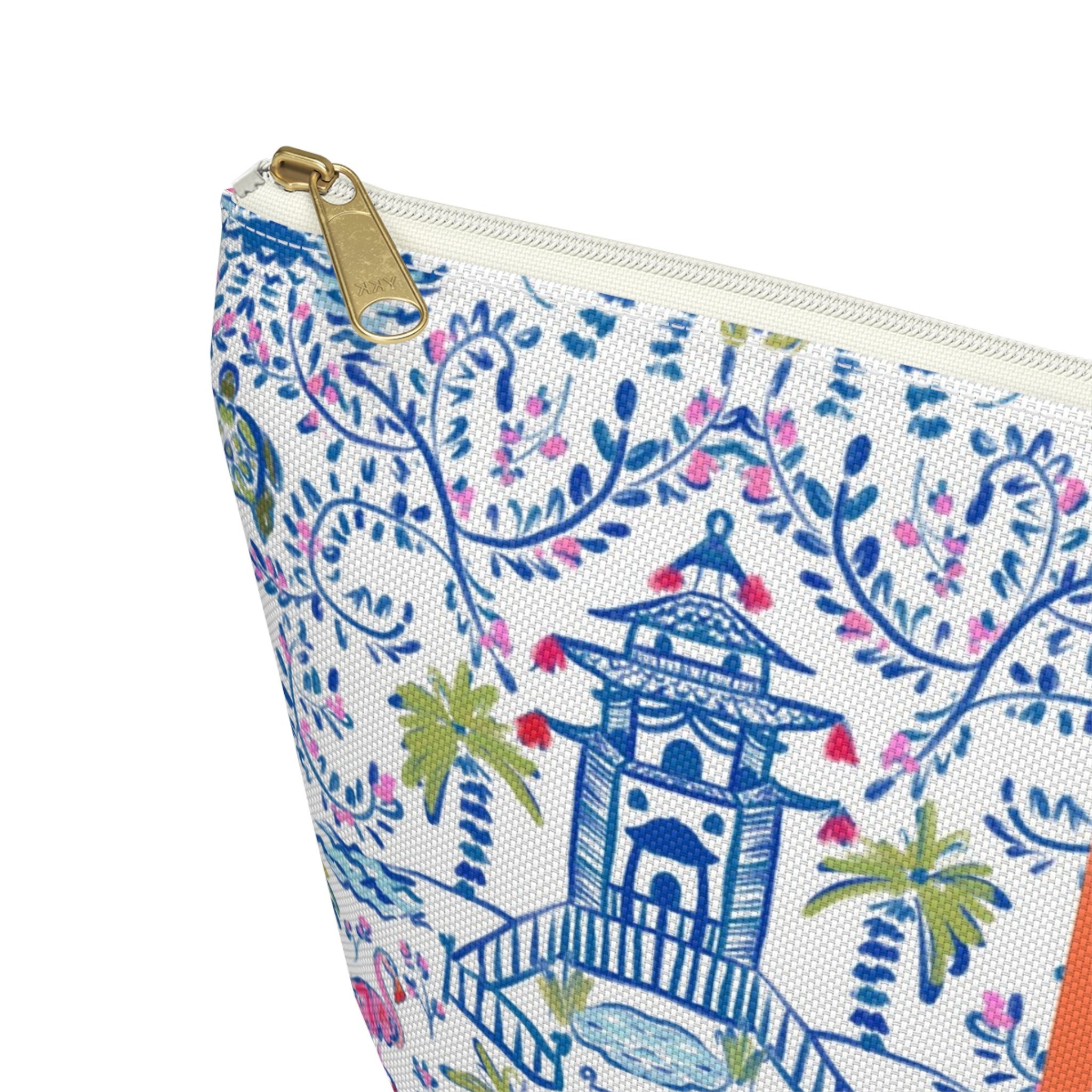 Colorful Chinoiserie Striped Monogrammed Mahjong Tile Pouch