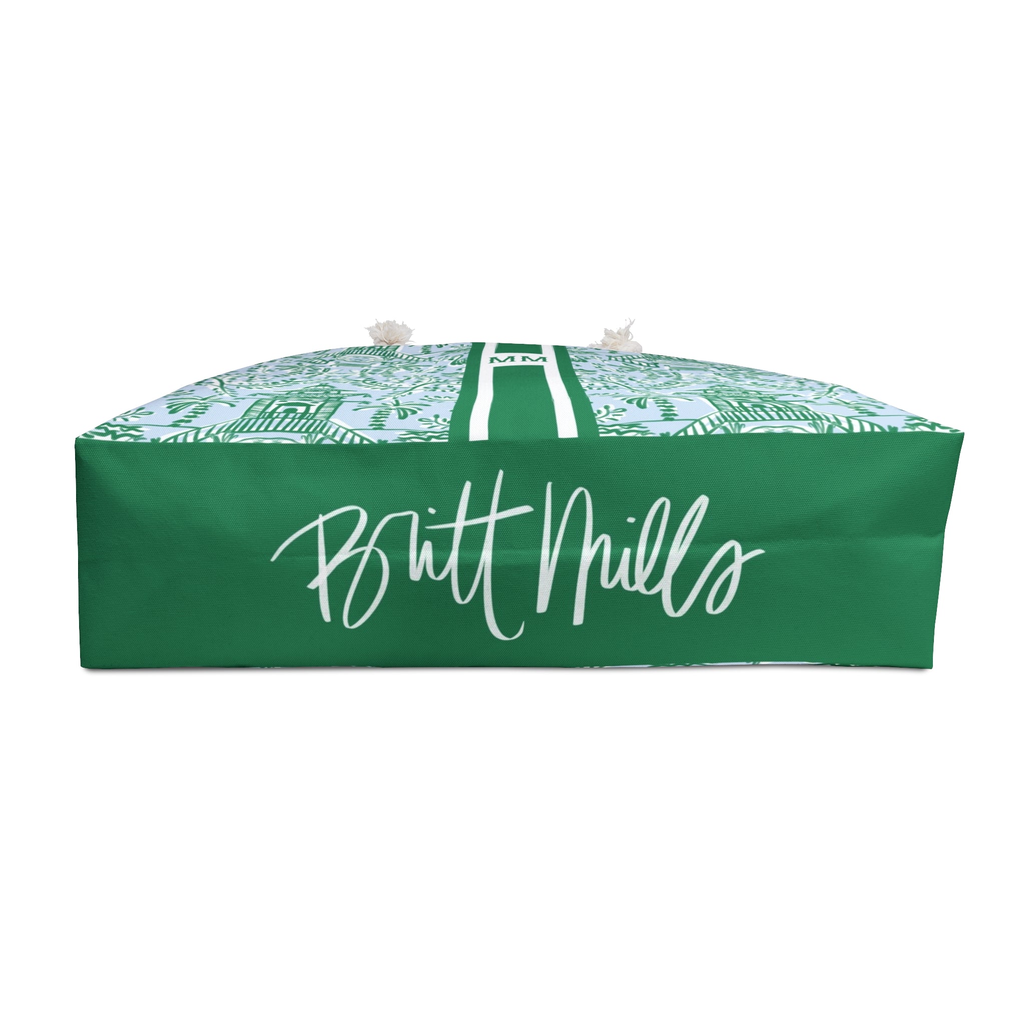 Chinoiserie Palms Striped Monogrammed Mahjong Bag