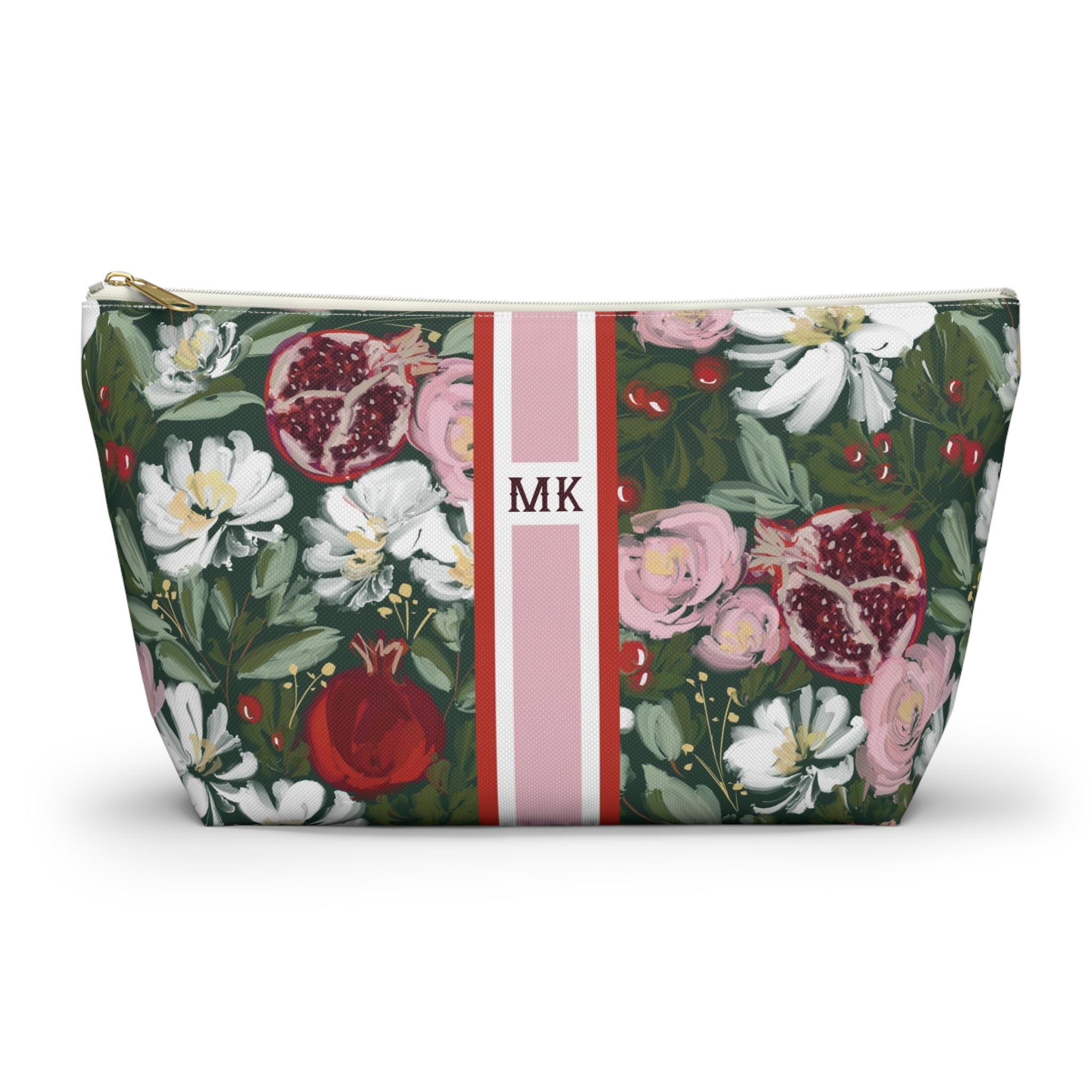 Crimson Harvest Striped Monogrammed Mahjong Tile Pouch