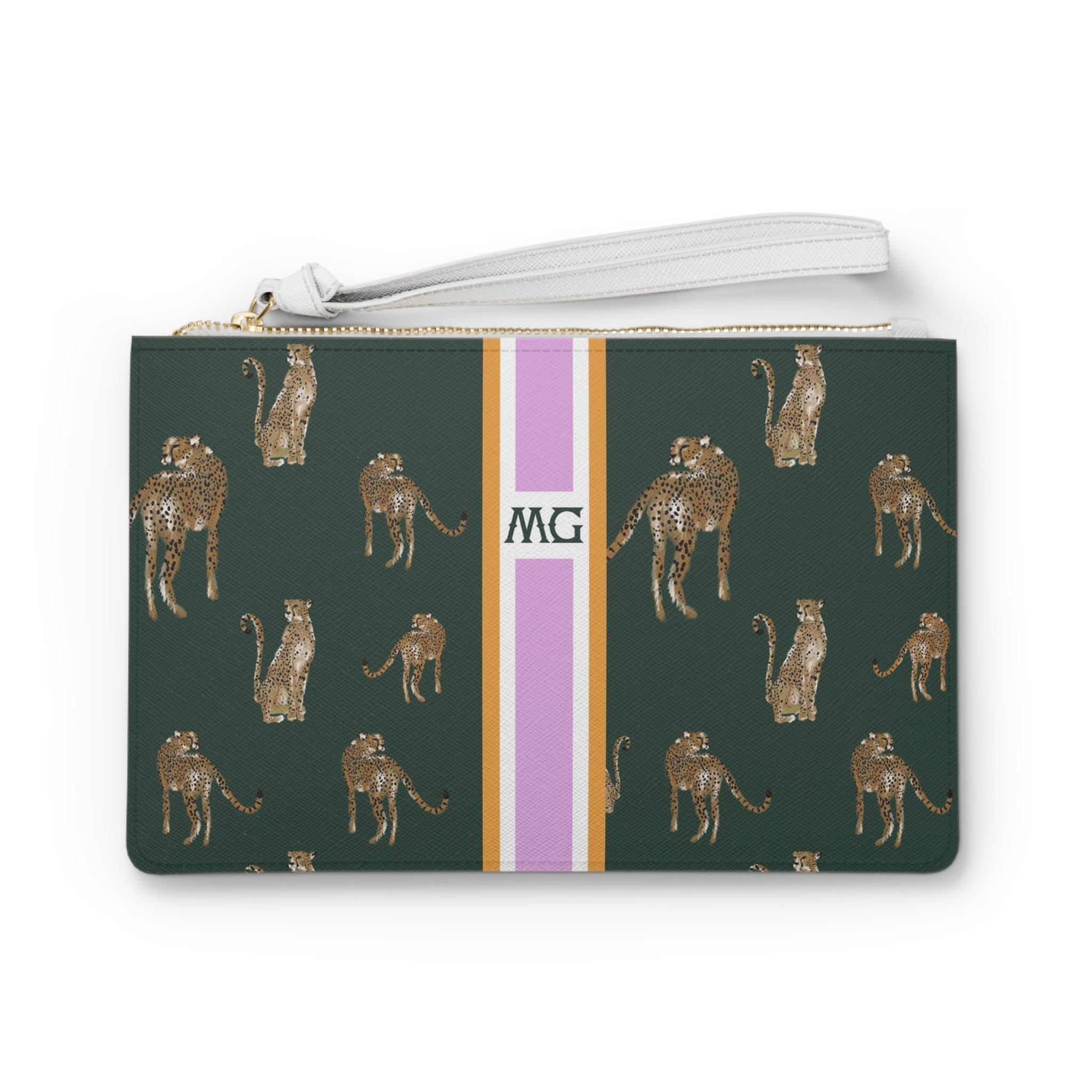 Cheetah Dance Striped Monogrammed Mahjong Card Pouch