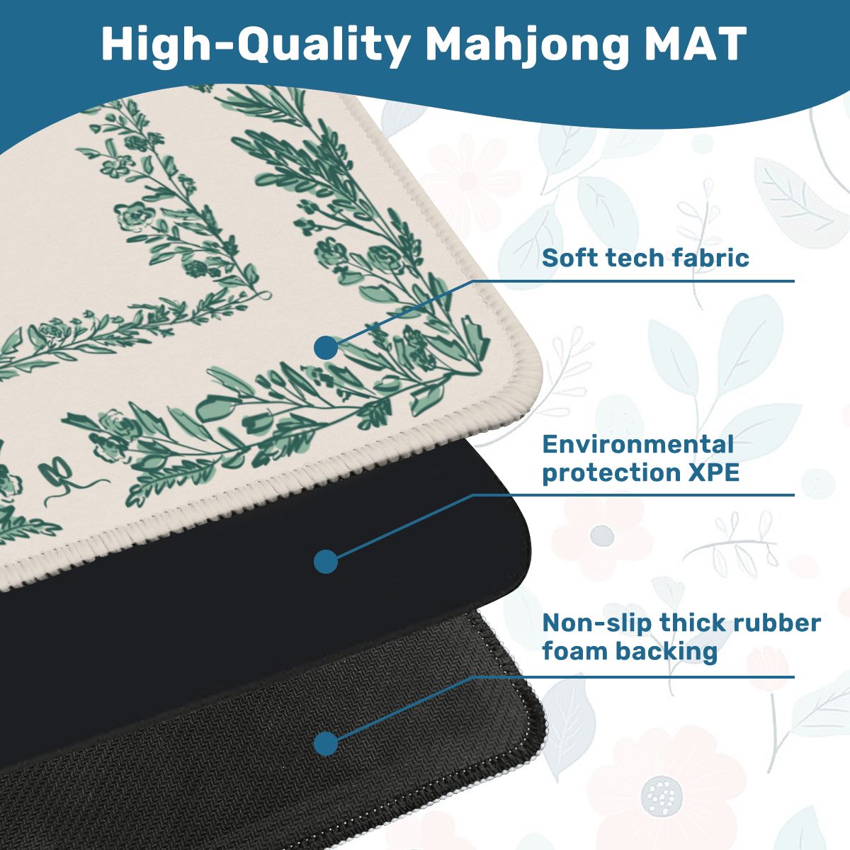 Green Bow & Bloom Mahjong Mat (Non-Neoprene)