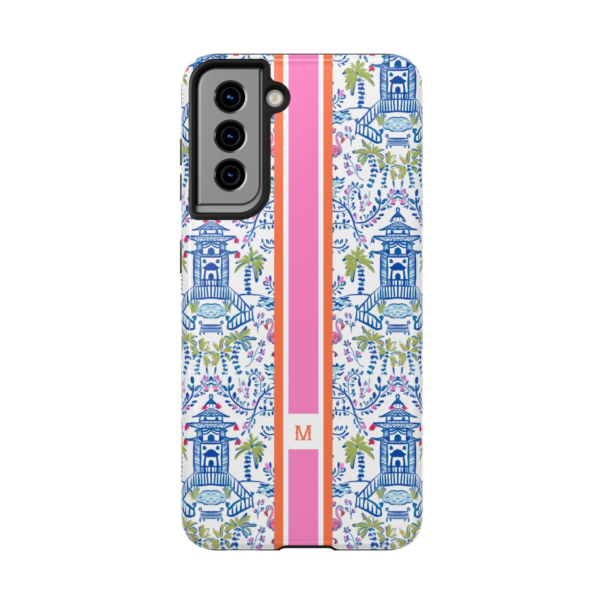 Colorful Chinoiserie Monogrammed Tough Phone Case