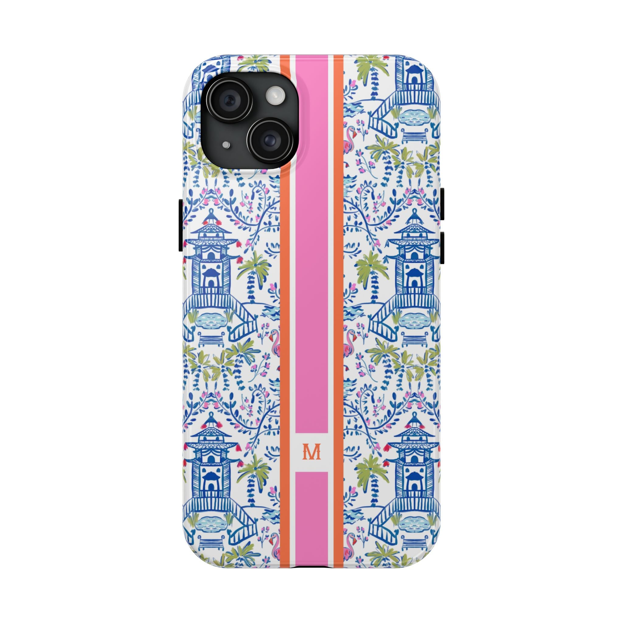 Colorful Chinoiserie Monogrammed Tough Phone Case