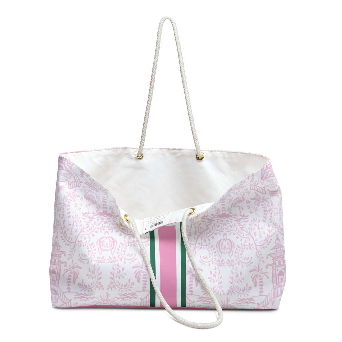 Palm Beach Pink Striped Monogrammed Mahjong Bag