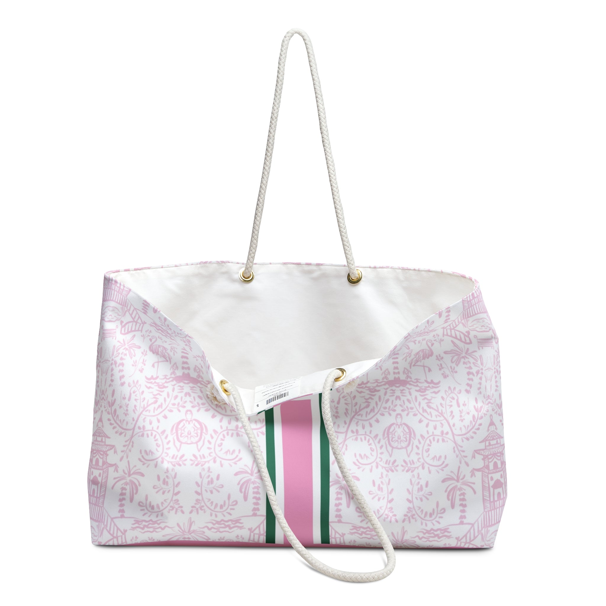 Palm Beach Pink Striped Monogrammed Mahjong Bag