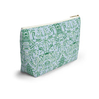 Chinoiserie Palms Striped Monogrammed Pouch