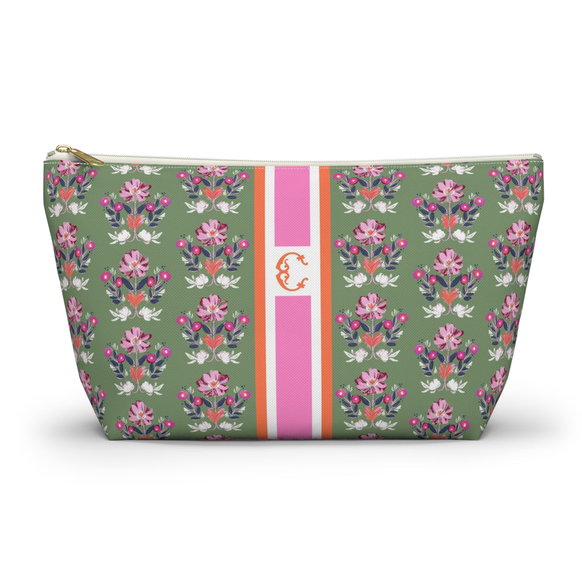 Evangeline Multi Striped Monogrammed Pouch