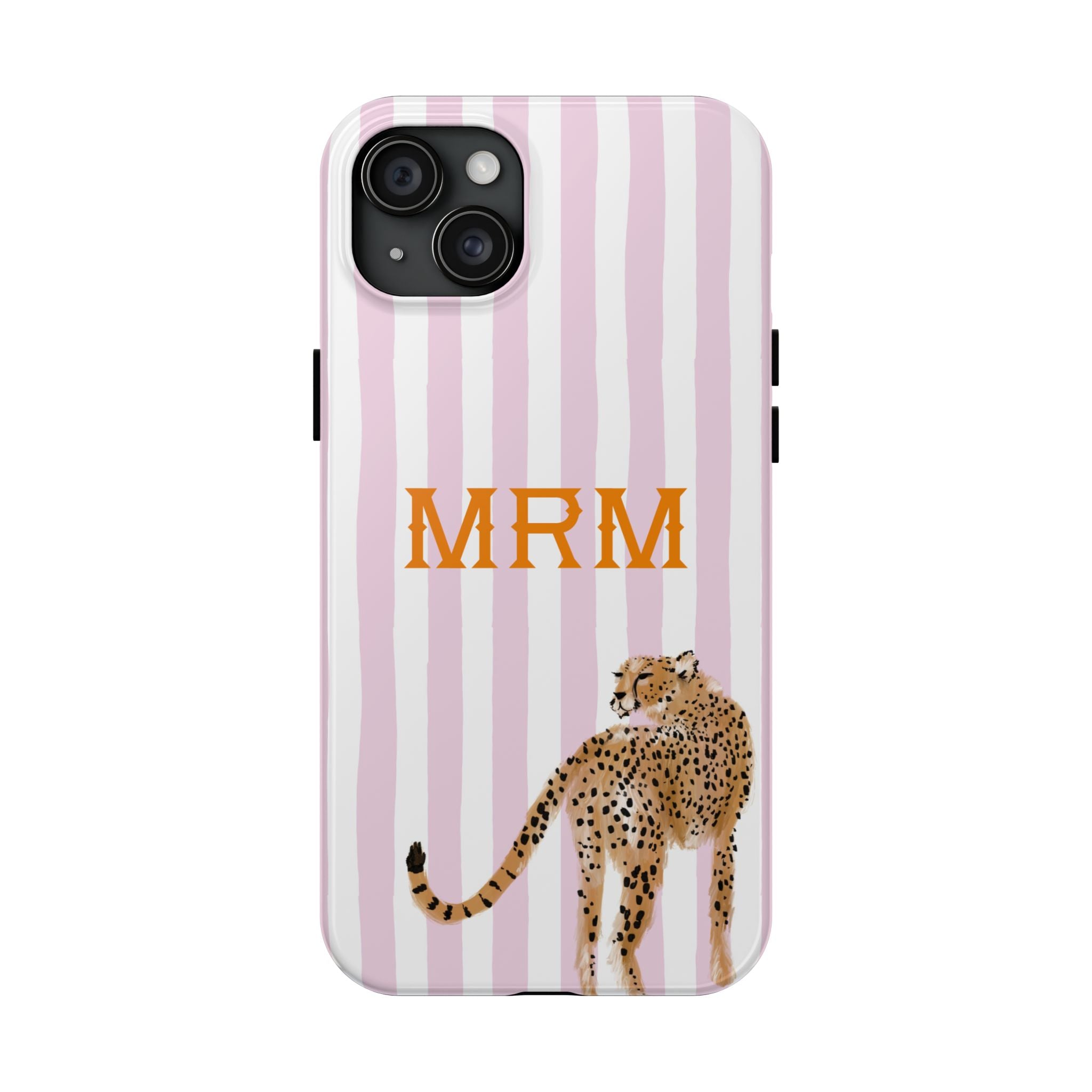 Preppy Cheetah (Pink) Monogrammed Tough Phone Case