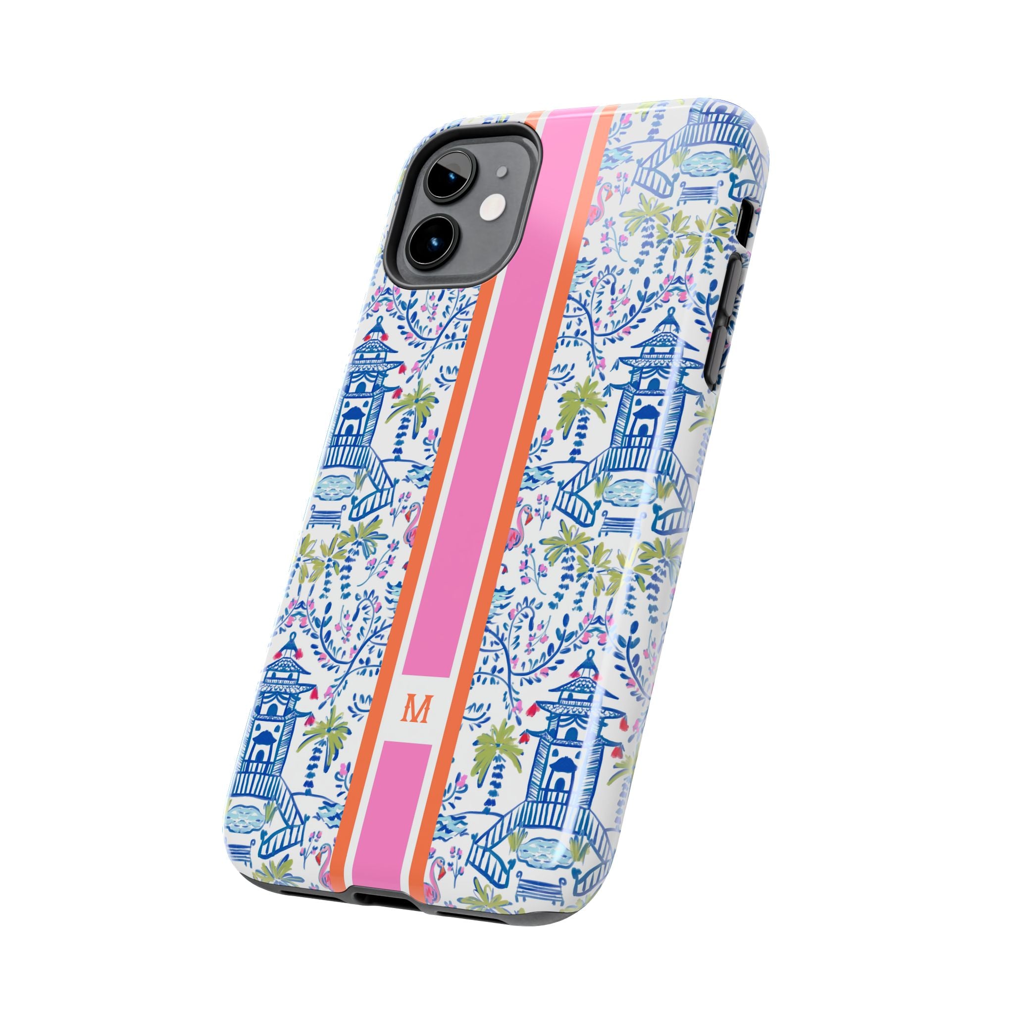 Colorful Chinoiserie Monogrammed Tough Phone Case