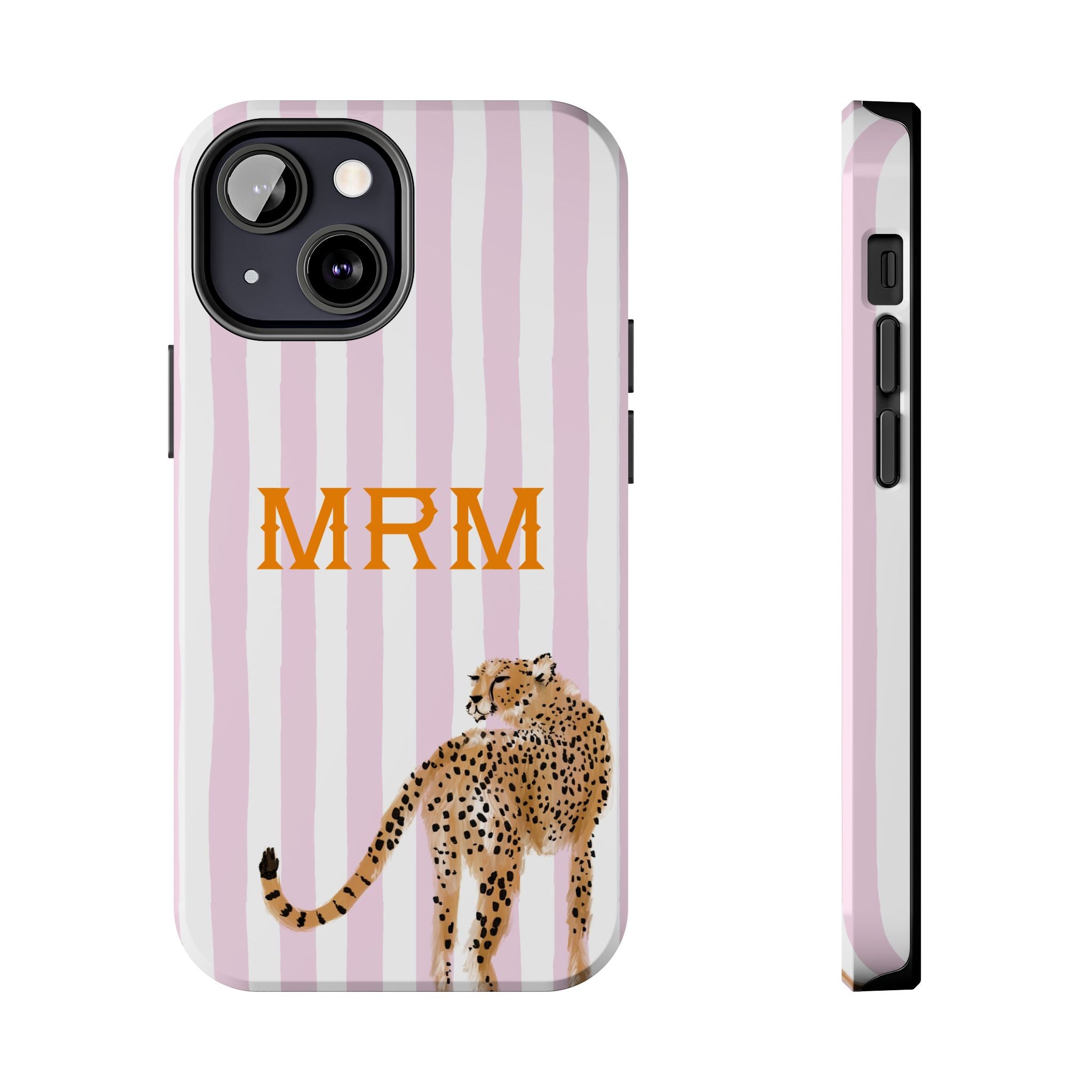 Preppy Cheetah (Pink) Monogrammed Tough Phone Case