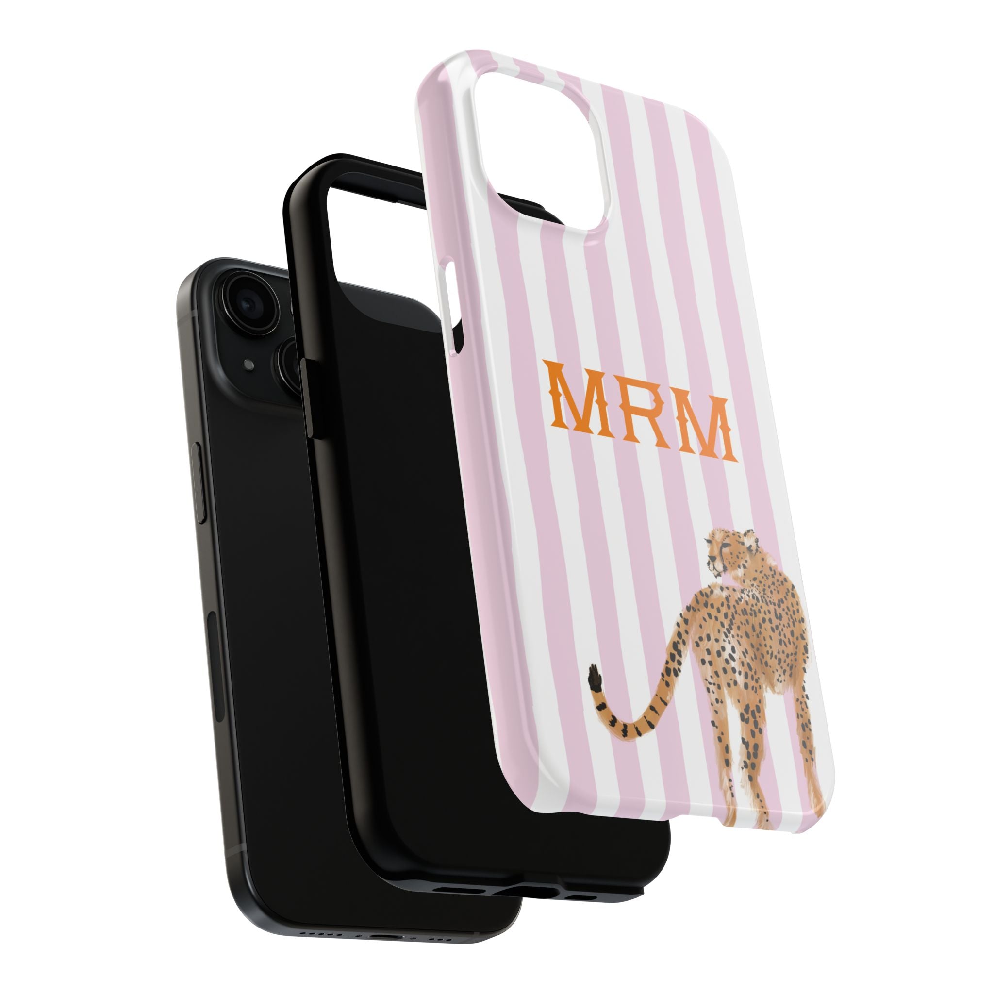 Preppy Cheetah (Pink) Monogrammed Tough Phone Case