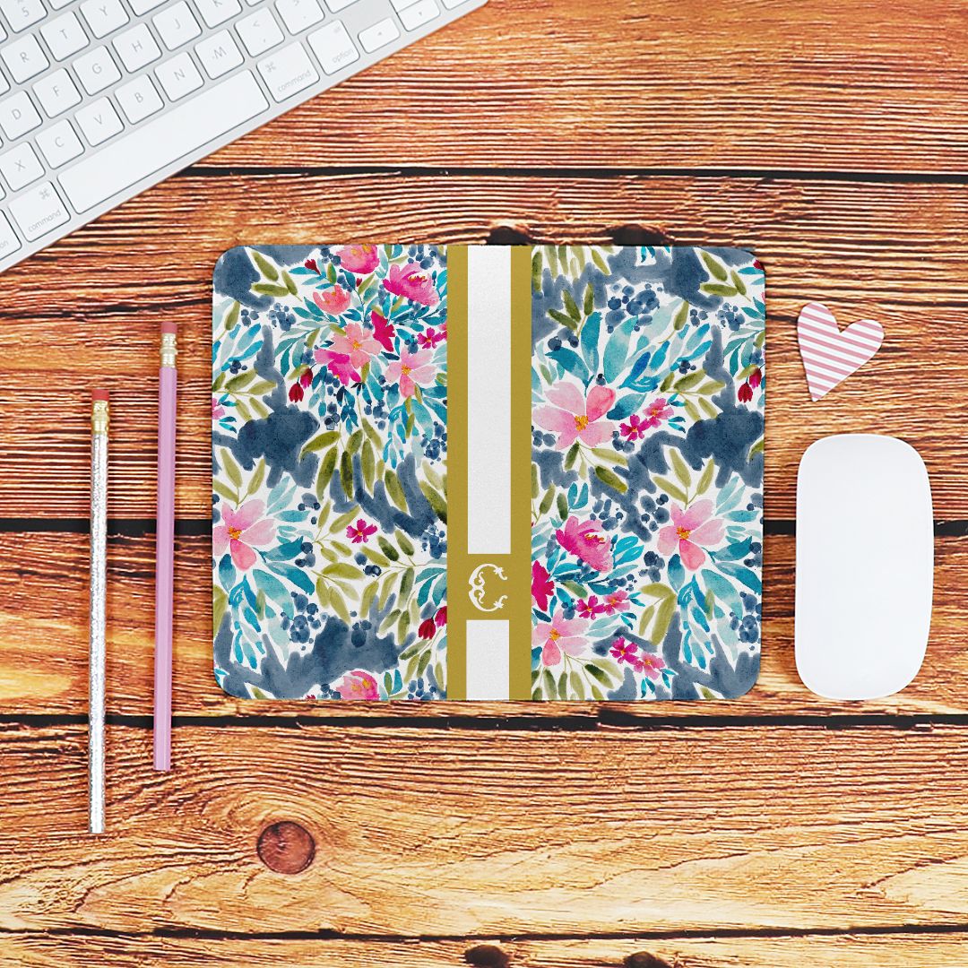 Aria Striped Monogrammed Mouse Pad