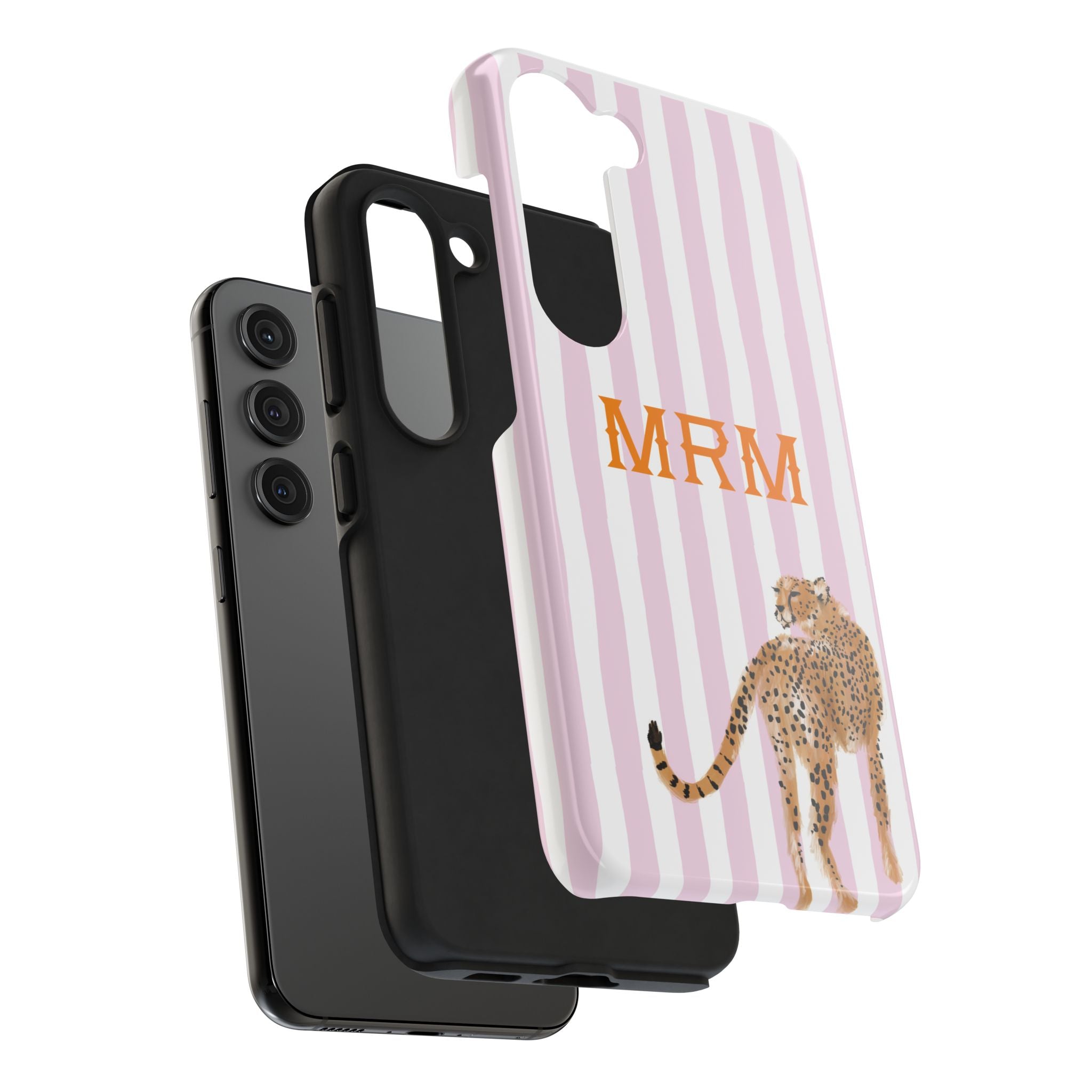 Preppy Cheetah (Pink) Monogrammed Tough Phone Case