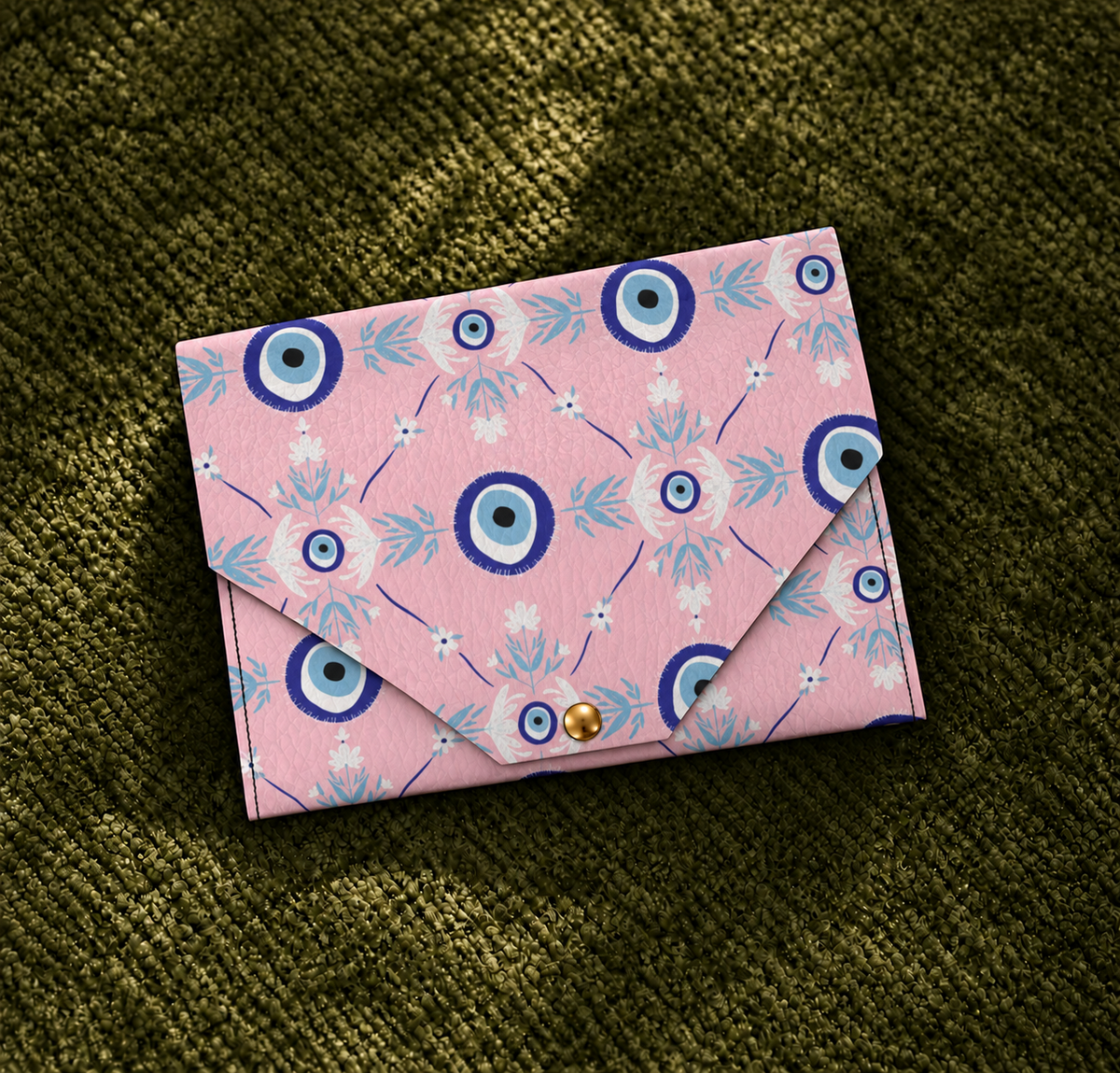 Evil Eye Vegan Leatherette Mahjong Card Holder