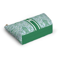 Chinoiserie Palms Striped Monogrammed Pouch