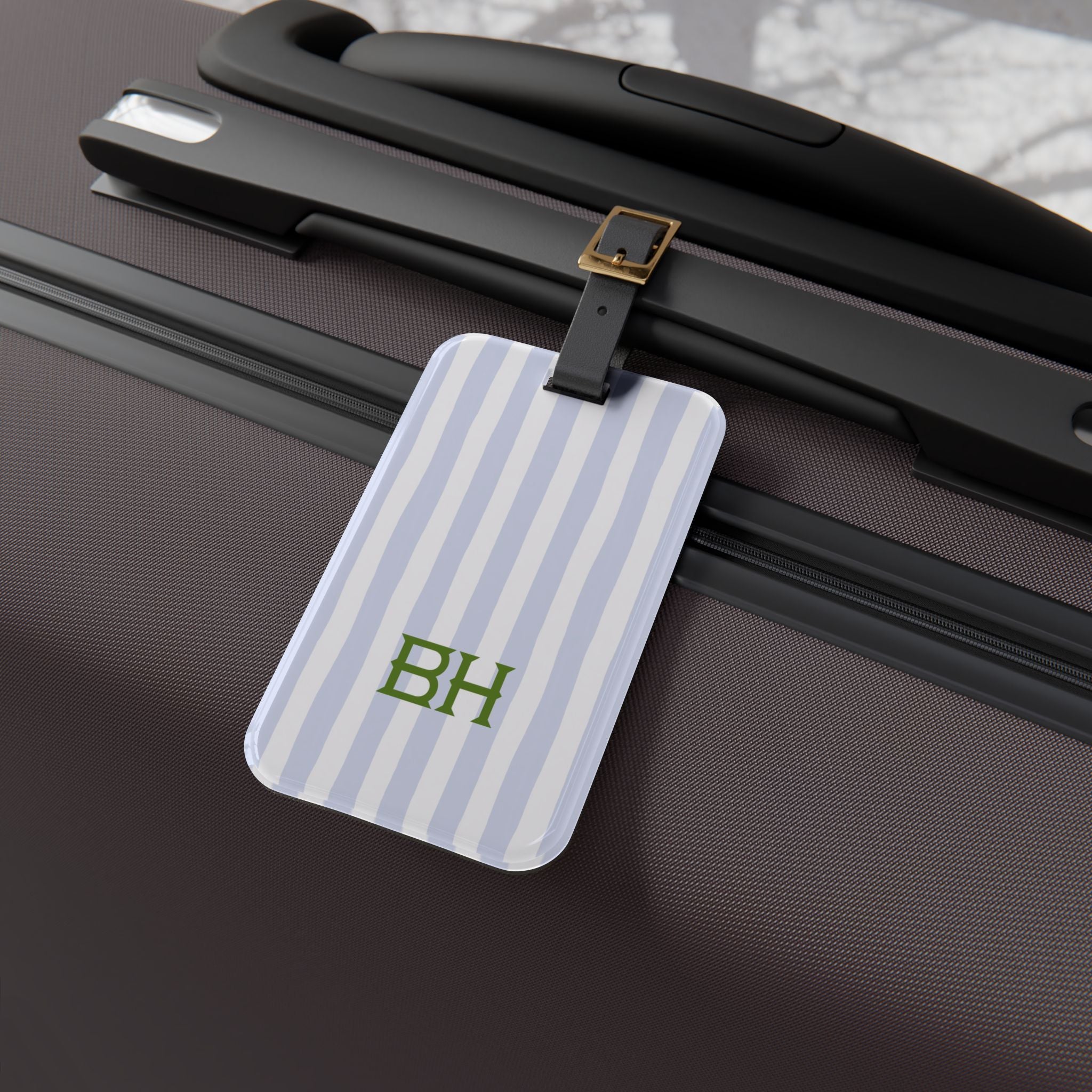 Seaside Stripes Monogrammed Acrylic Luggage Tag