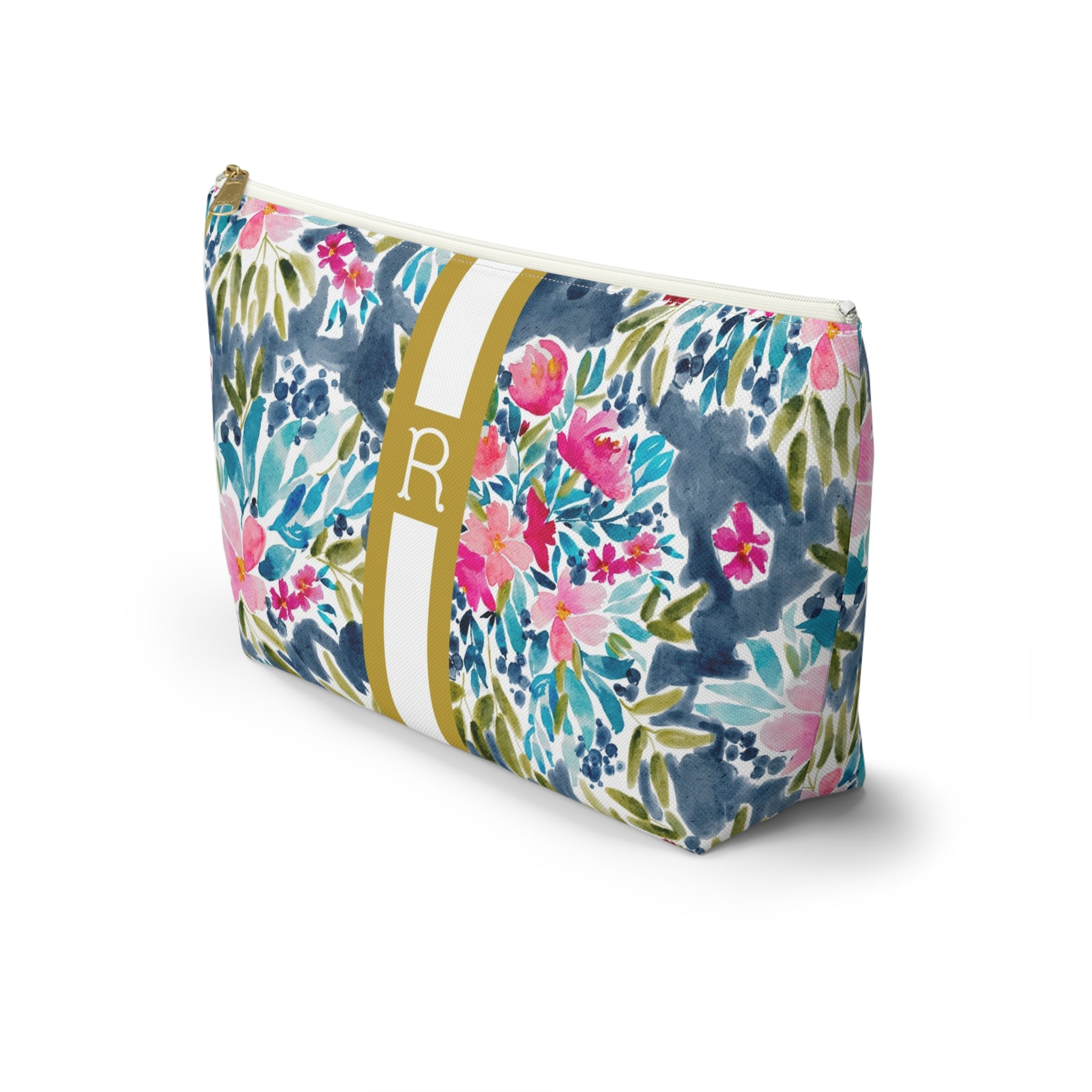 Aria Striped Monogrammed Pouch