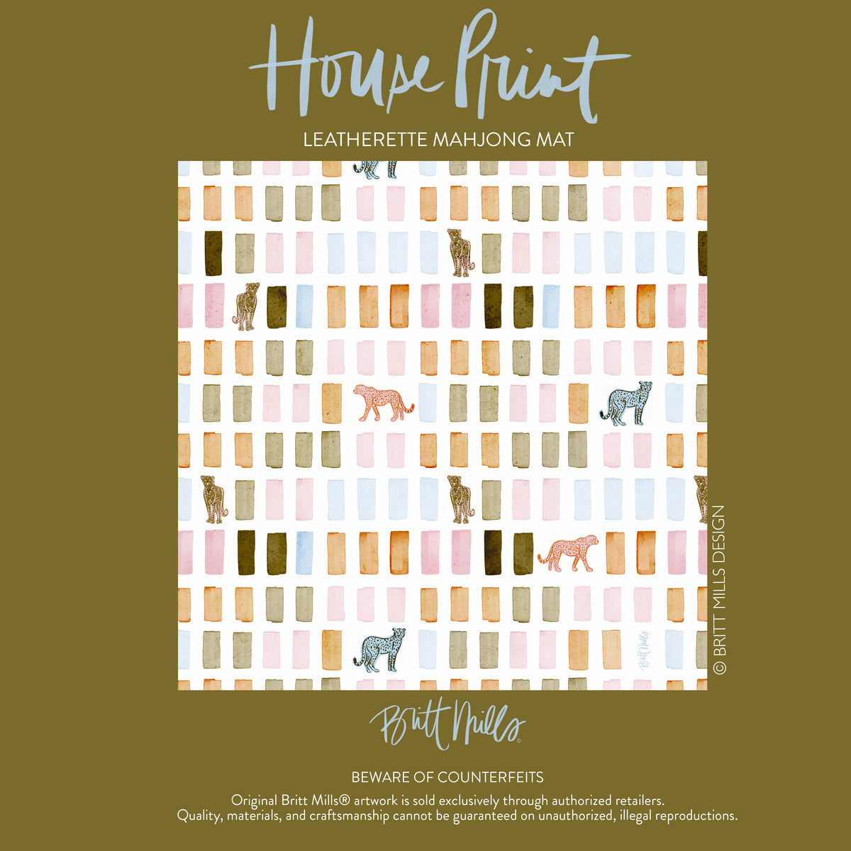 House Print Leatherette Mahjong Mat