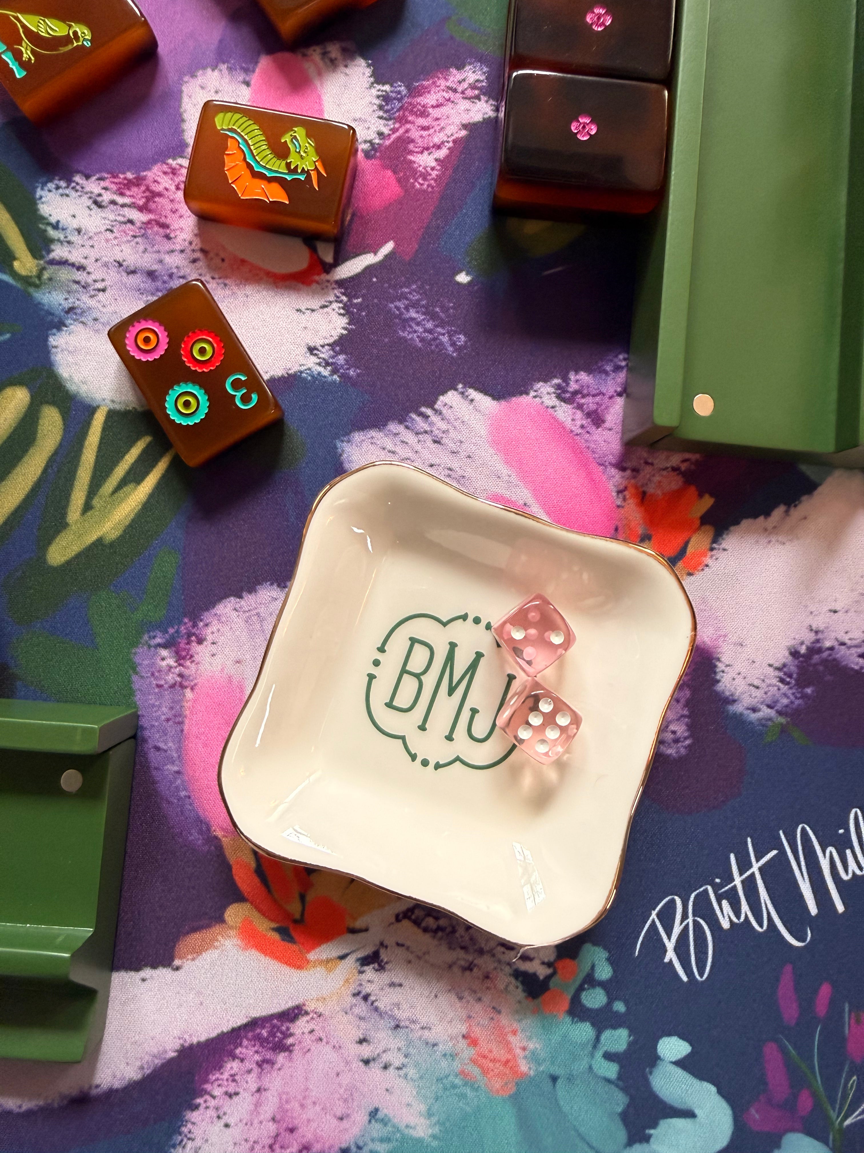 Classic Monogrammed Ceramic Tray