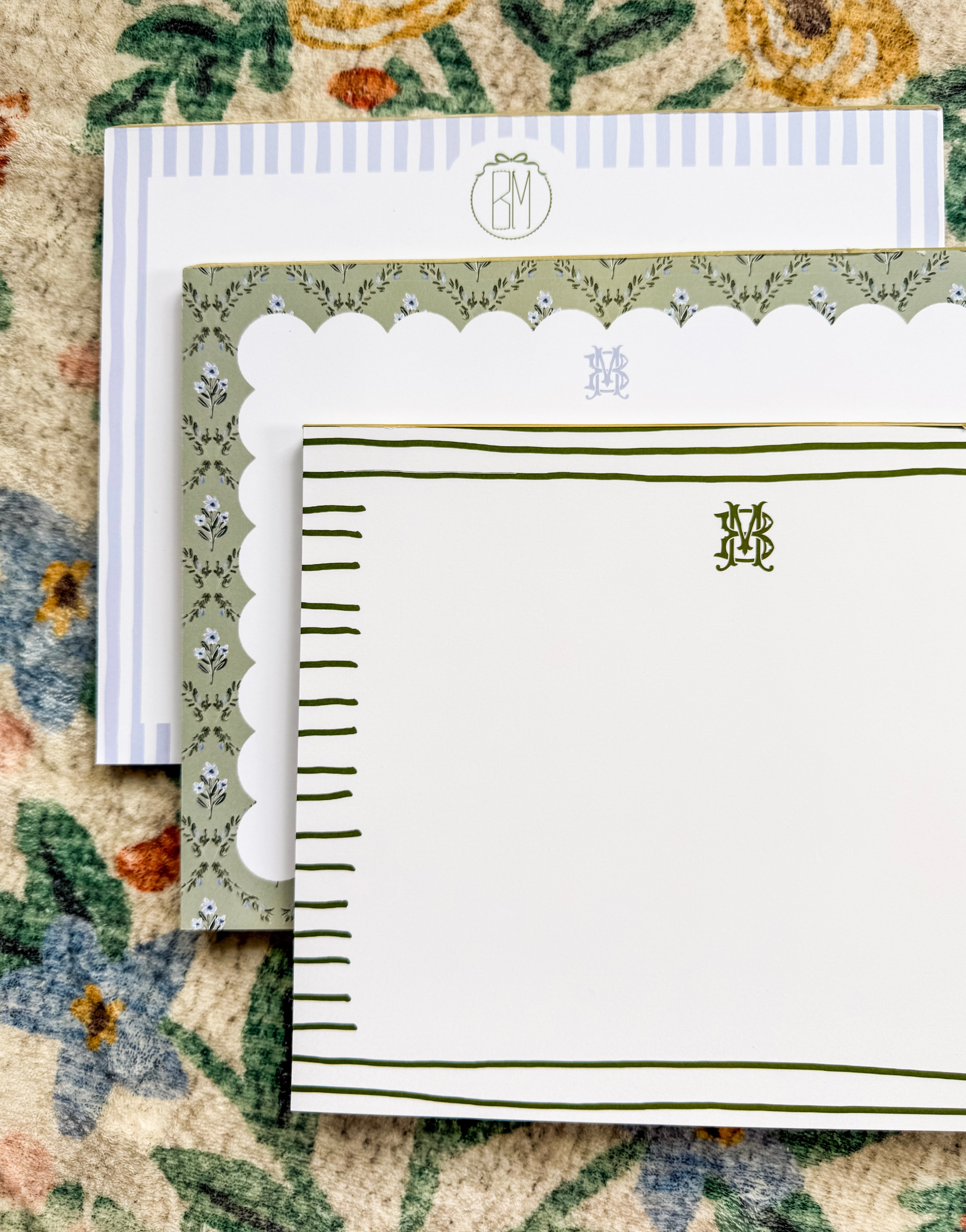 Evergreen Stripes Monogrammed Notepad