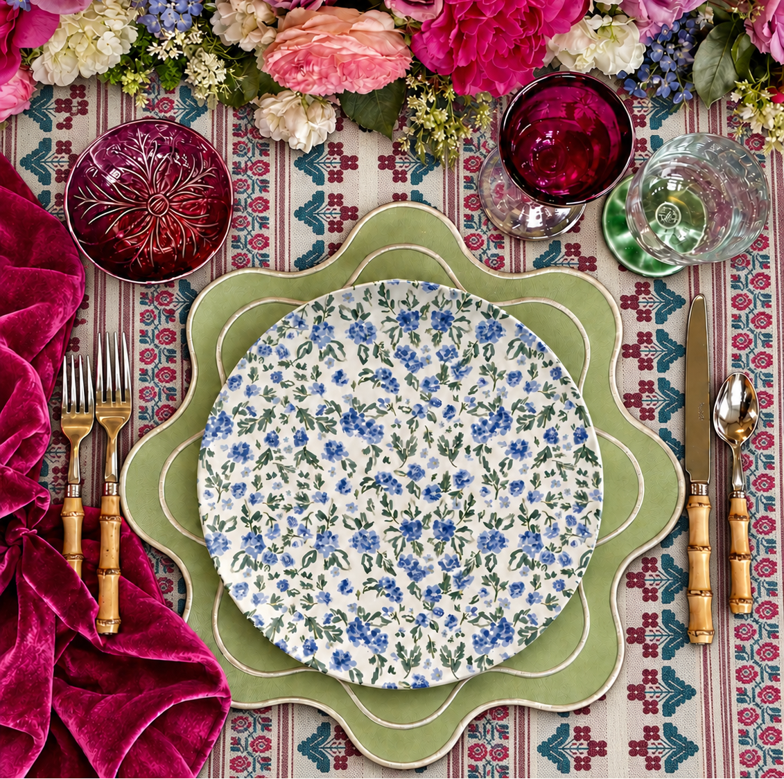 English Countryside Hydrangeas Dinnerware & Platter Collection (Unbreakable and BPA-free)