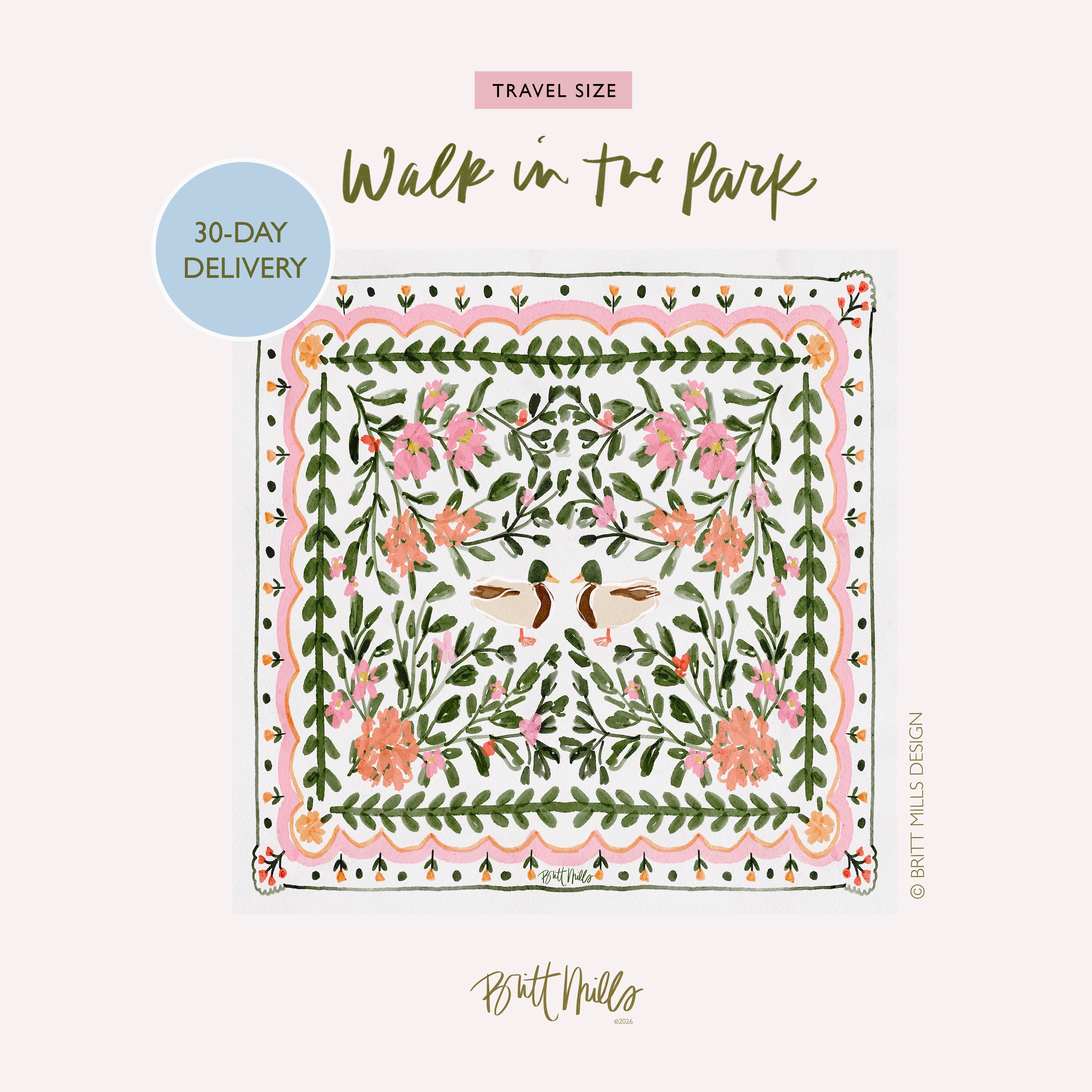 Walk in the Park Mini Travel Mahjong Mat (Non-Neoprene)
