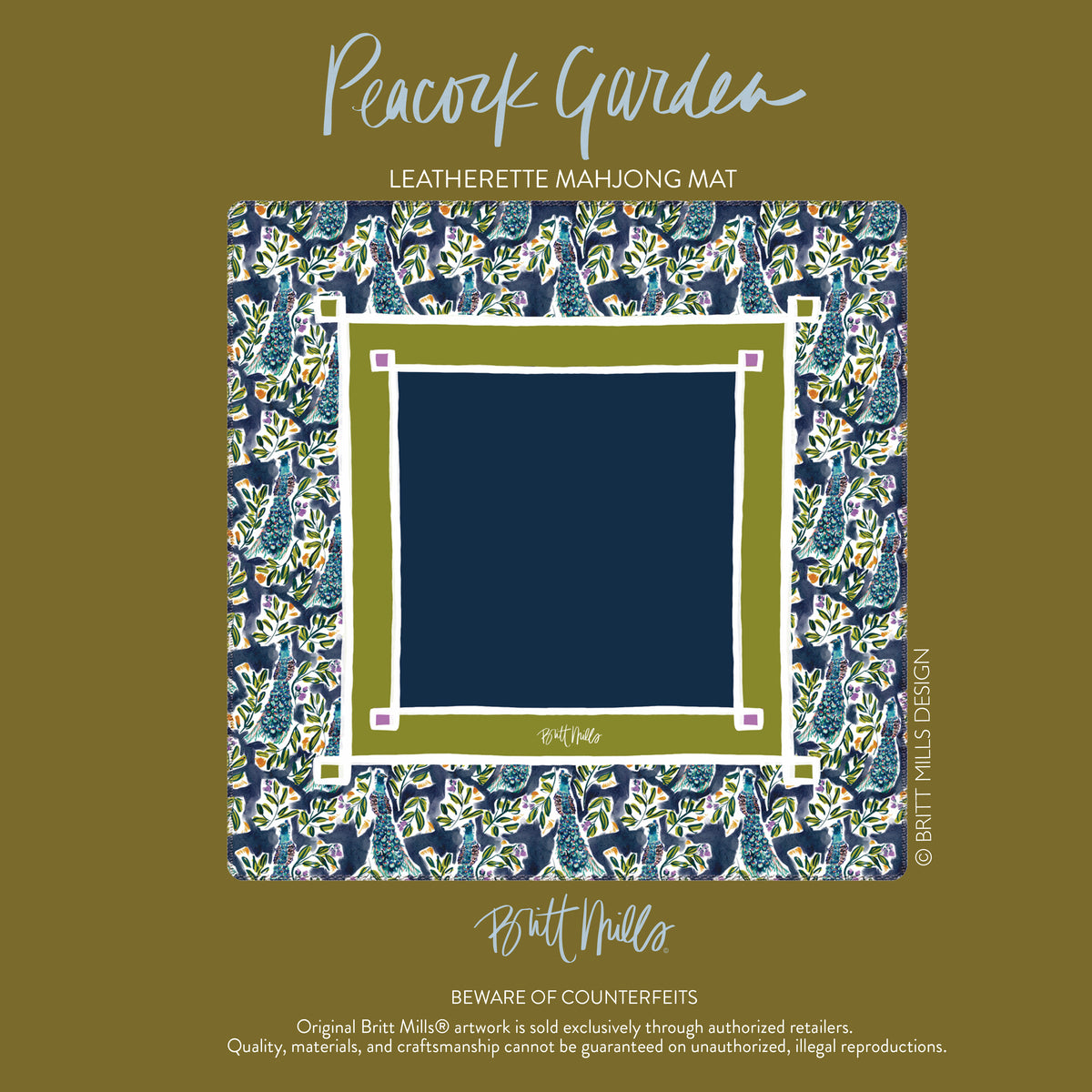 Peacock Garden Leatherette Mahjong Mat