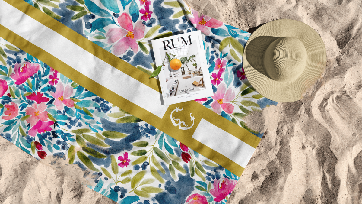 Aria Striped Monogrammed Beach Towel