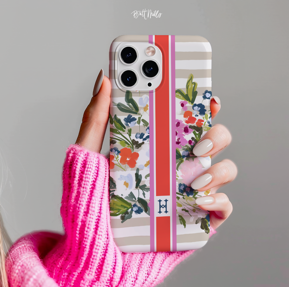 Veranda Striped Monogrammed Snap case for iPhone®