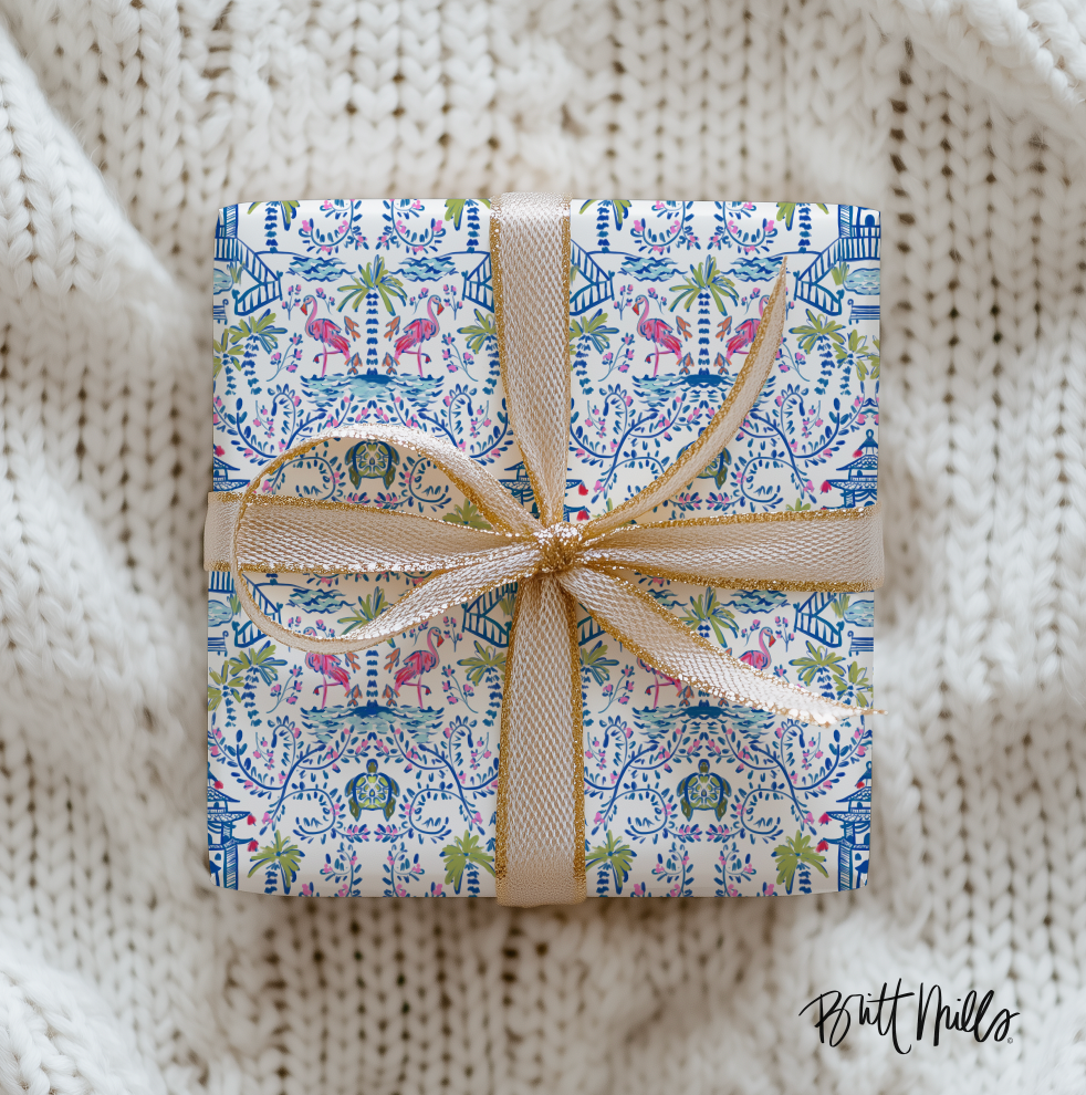 Colorful Chinoiserie Wrapping Paper Roll