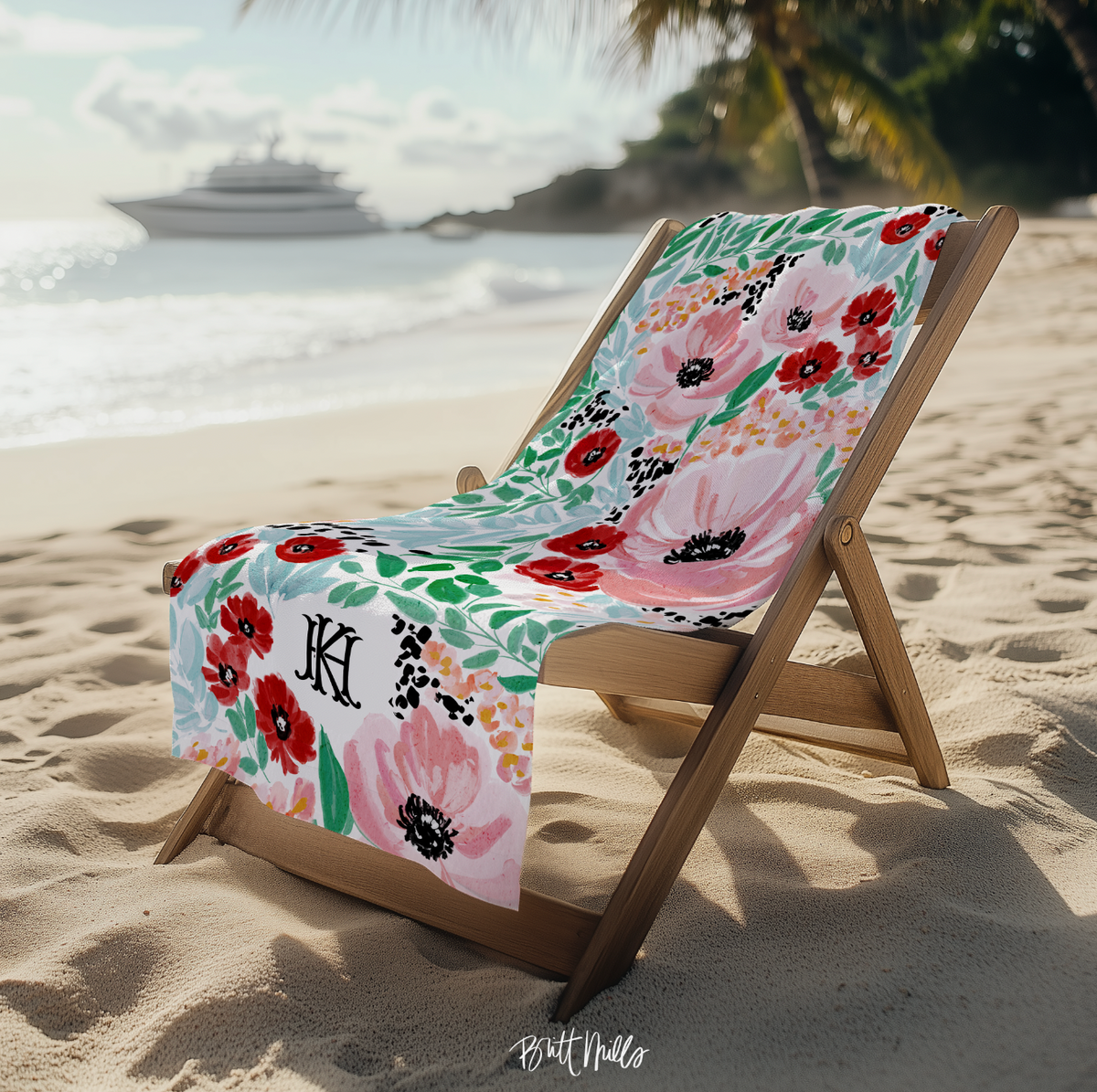 Colette Monogrammed Beach Towel