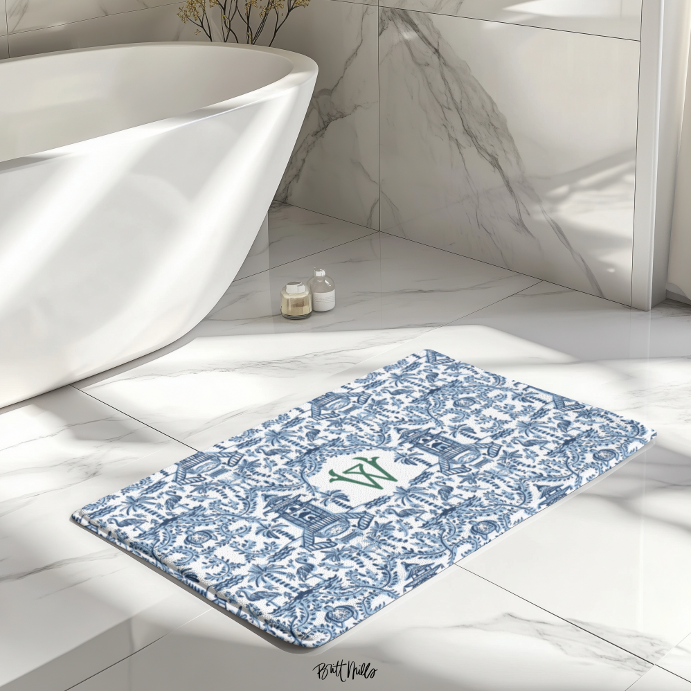Palm Beach Monogrammed Memory Foam Bath Mat