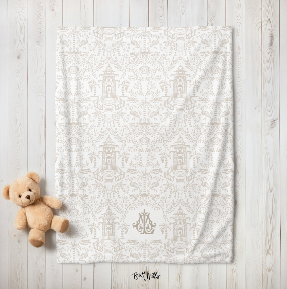 Palm Beach (Sand) Monogrammed Baby Blanket