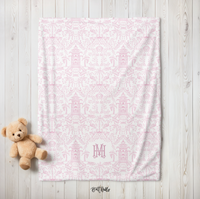 Palm Beach (Pink) Monogrammed Baby Blanket