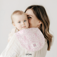 Palm Beach (Pink) Monogrammed Baby Burp Cloth