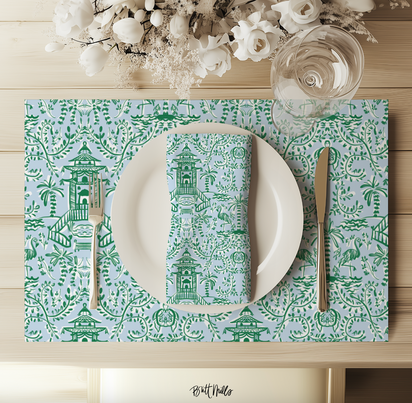 Chinoiserie Palms Placemats (Set of Four)