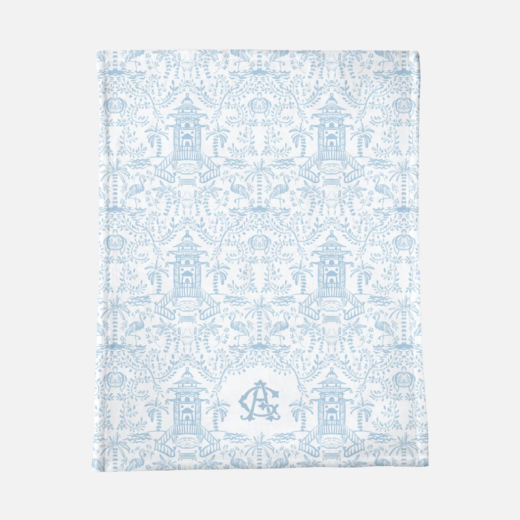 Palm Beach (Sky) Monogrammed Baby Blanket