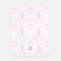 Palm Beach (Pink) Monogrammed Baby Burp Cloth