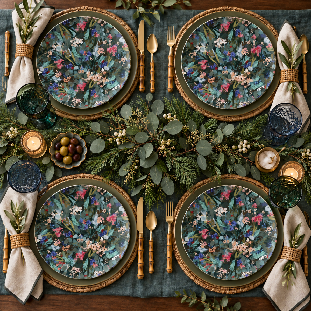 Winter Berry Dinnerware & Platter Collection (Unbreakable and BPA-free)