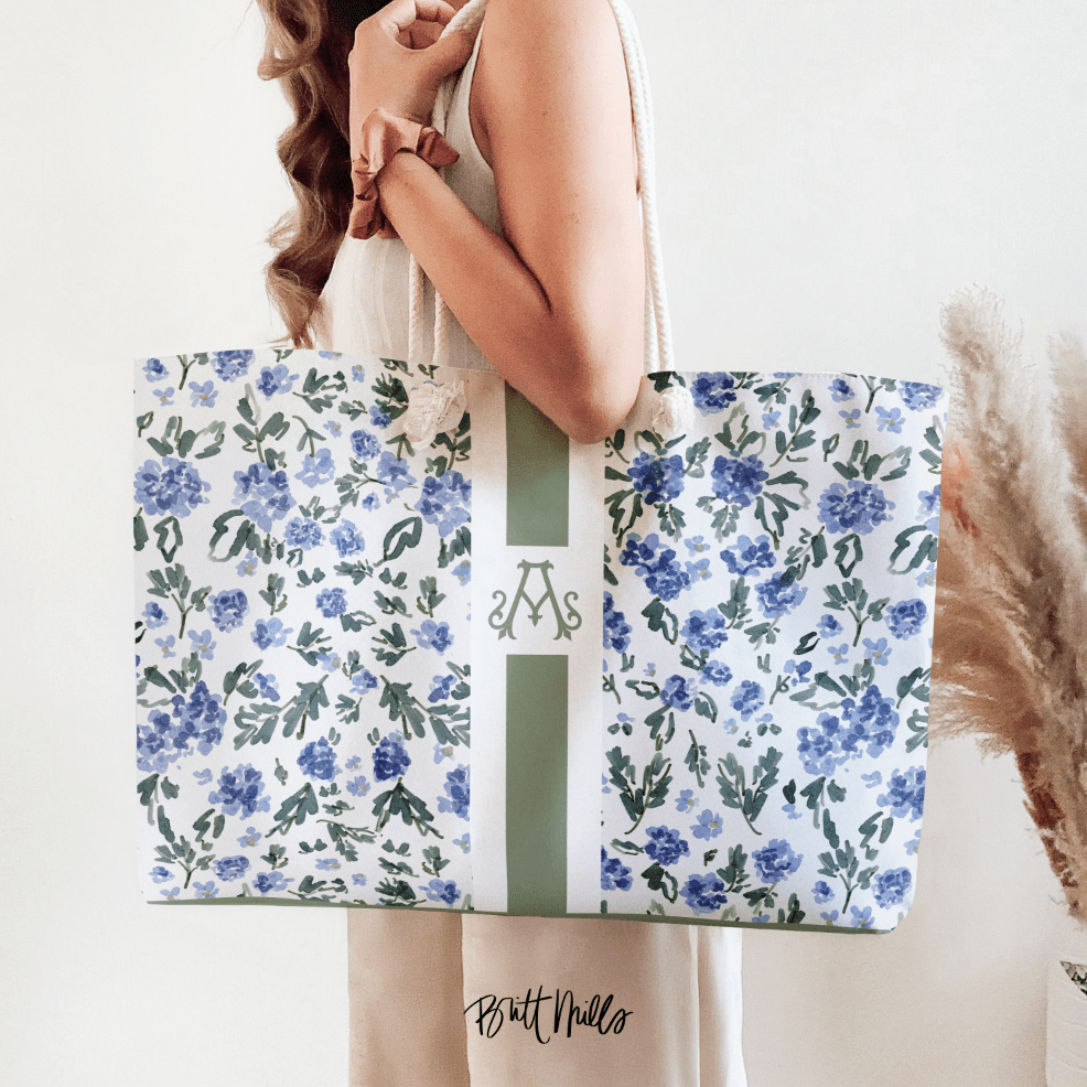 Carry - AllEnglish Countryside Striped Monogrammed Carry - All ToteBritt Mills Design