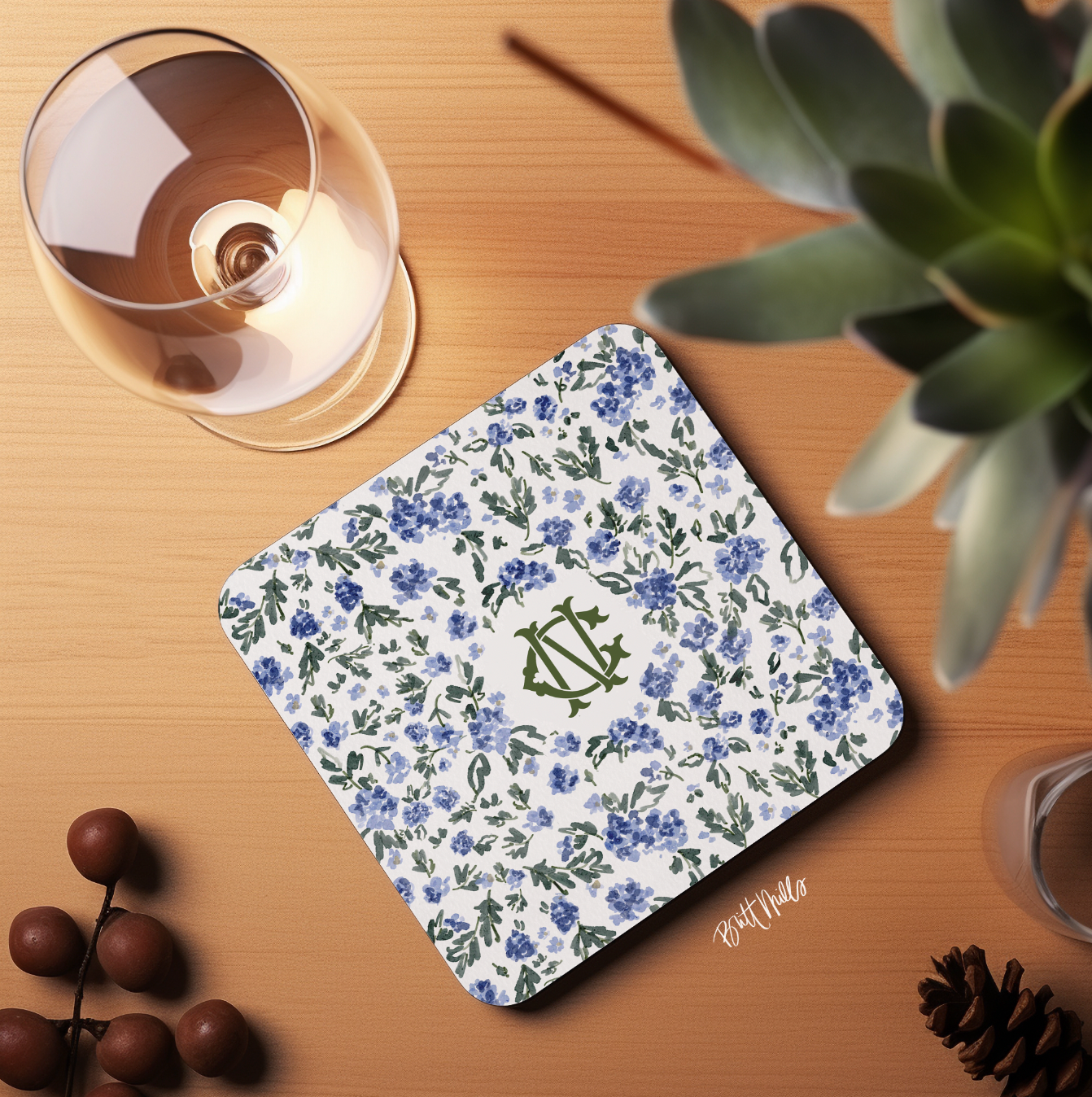 English Countryside Monogrammed Coaster (Set of Four)