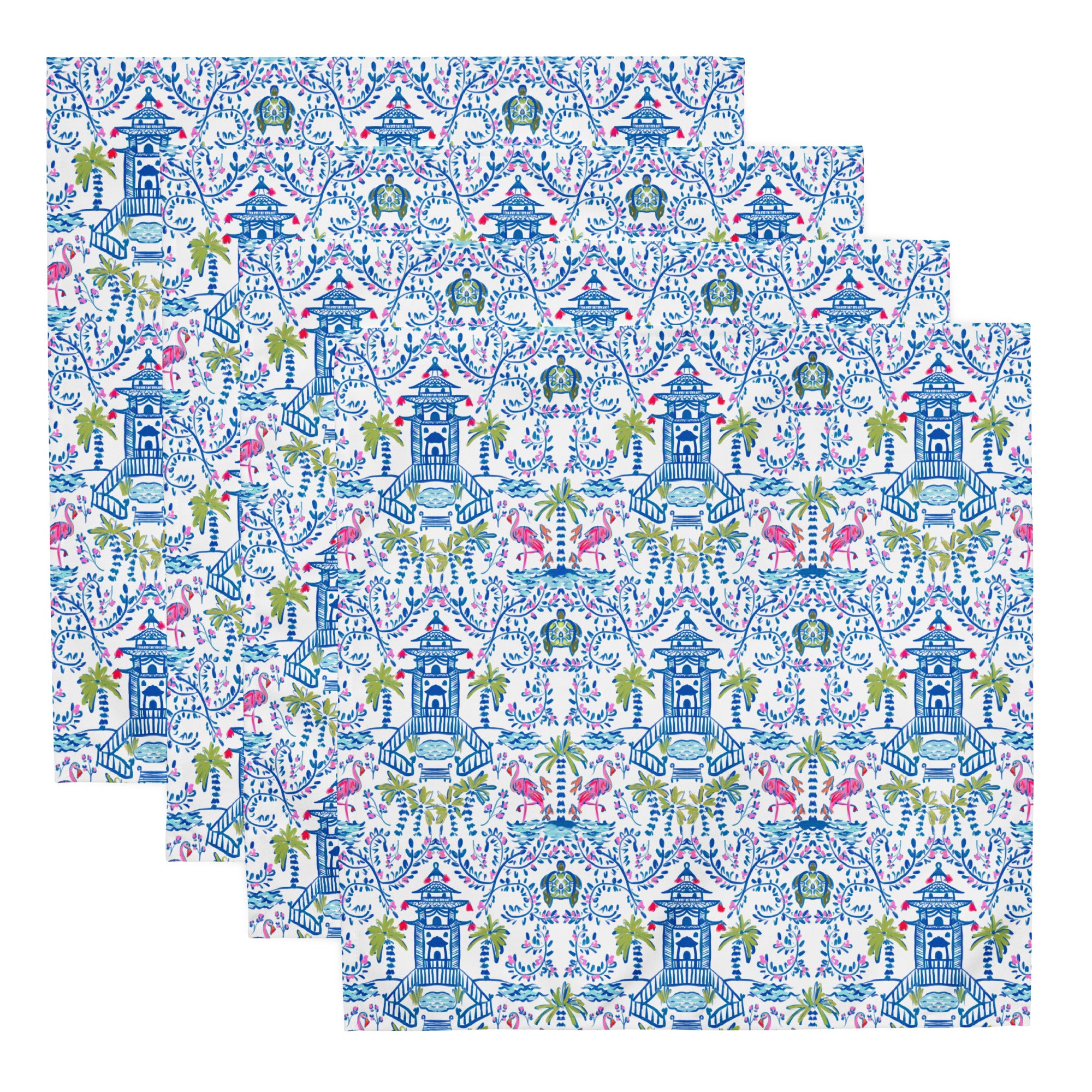 Colorful Chinoiserie Cloth Napkin Set