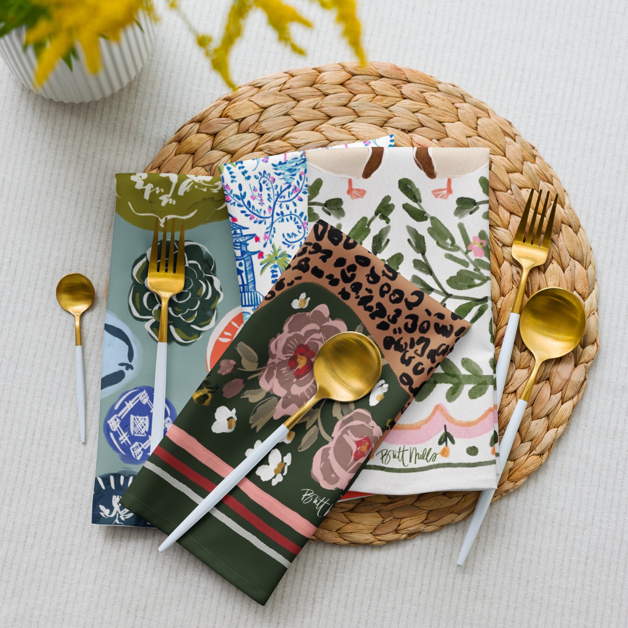 Mahjong Mat Art Cloth napkin set