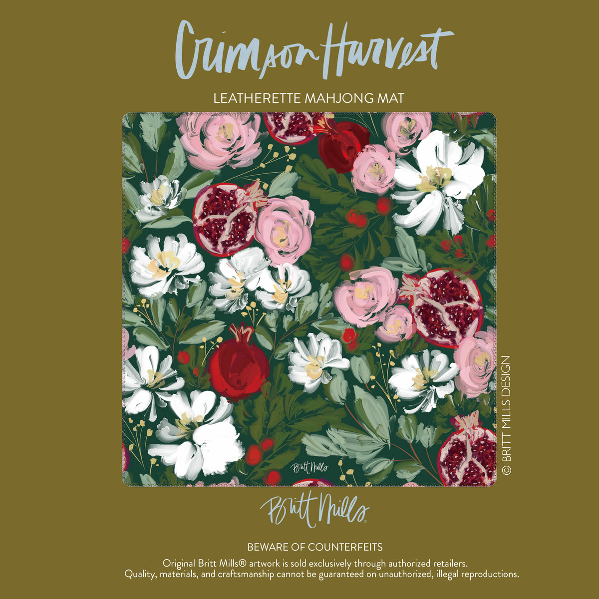 Crimson Harvest Leatherette Mahjong Mat