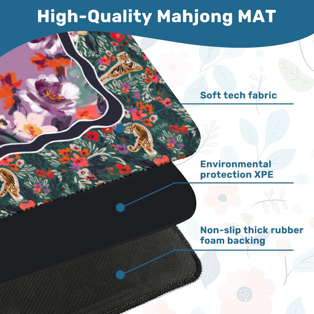 Regal Bloom Mini Travel Mahjong Mat (Non-Neoprene)