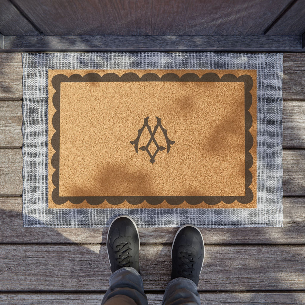 DoormatMonogrammed Scallop Doormat (Black)Britt Mills Design